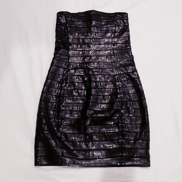 Express Black Sequined Mini Dress - Picture 1 of 2